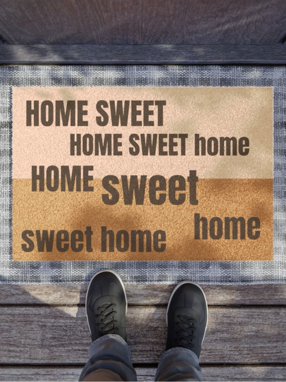 Home Sweet Home Tan and Brown Door Mat